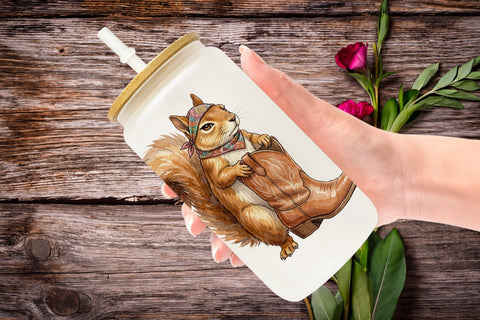 Glass Can Introvert Desert Animal Watercolor Sublimation artnoy 