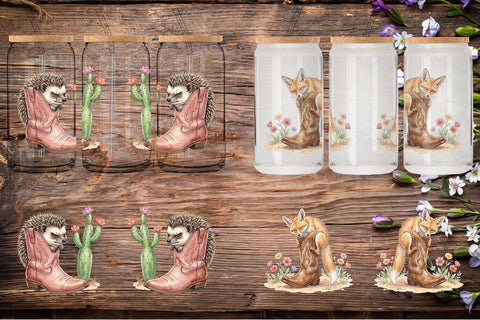 Glass Can Introvert Desert Animal Watercolor Sublimation artnoy 
