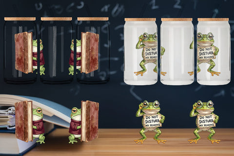 Glass Can Introvert Frog Dark Academia Watercolor Sublimation artnoy 