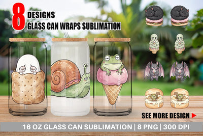 Glass Can Introvert Sugar Coma Sweet Watercolor Sublimation artnoy 
