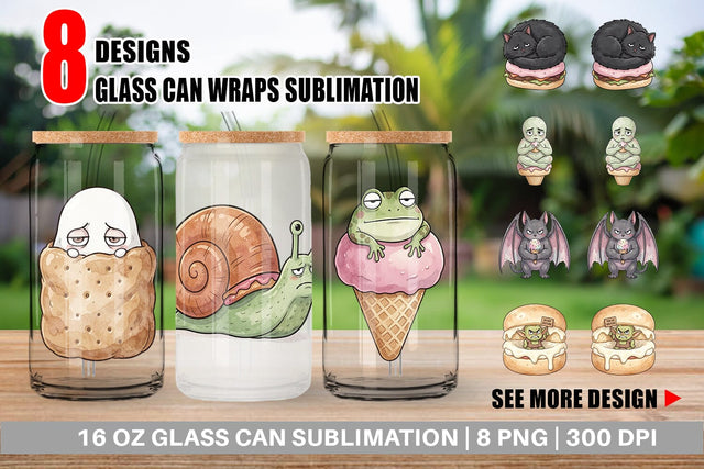 Glass Can Introvert Sugar Coma Sweet Watercolor Sublimation artnoy 