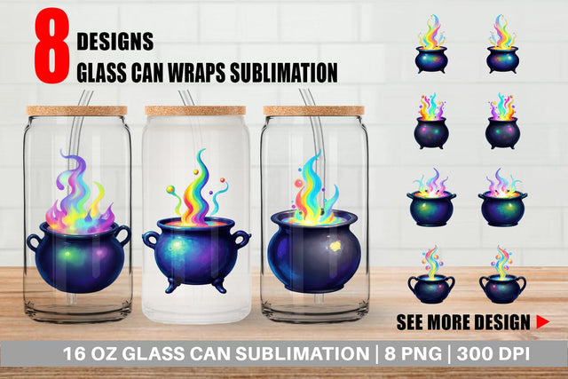 Glass Can Iridescent Bubble Cauldron Sublimation artnoy 