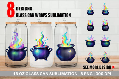 Glass Can Iridescent Bubble Cauldron Sublimation artnoy 