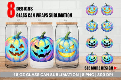 Glass Can Iridescent Pumpkin Sublimation artnoy 