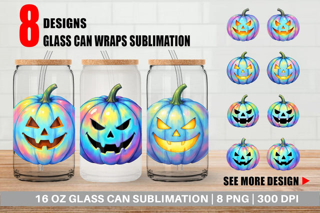 Glass Can Iridescent Pumpkin Sublimation artnoy 