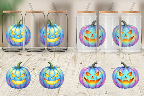 Glass Can Iridescent Pumpkin Sublimation artnoy 