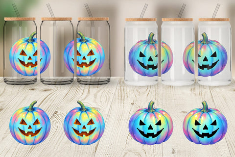Glass Can Iridescent Pumpkin Sublimation artnoy 