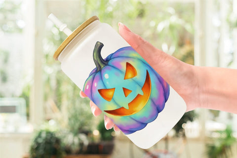Glass Can Iridescent Pumpkin Sublimation artnoy 