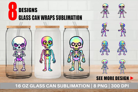 Glass Can Iridescent Skeleton Sublimation artnoy 