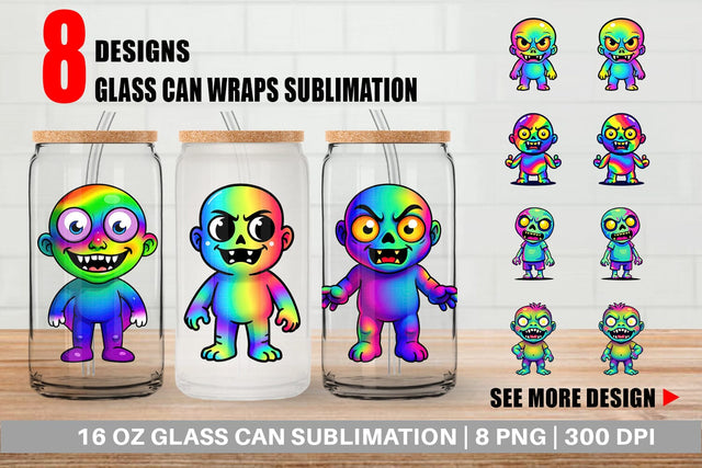 Glass Can Iridescent Zombie Sublimation artnoy 