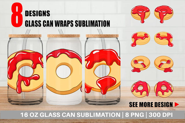 Glass Can Jam Filled Donut Sublimation artnoy 