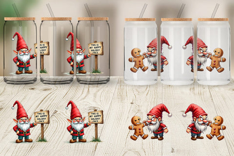 Glass Can Jingle Hell: Cynical Christmas Gnome Sublimation artnoy 