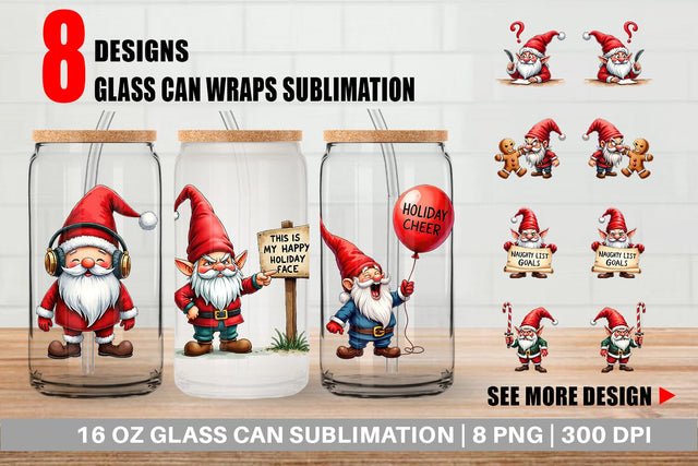 Glass Can Jingle Hell: Cynical Christmas Gnome Sublimation artnoy 