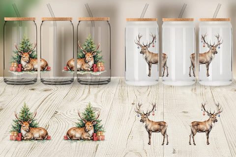 Glass Can Jolly Reindeer Sublimation artnoy 