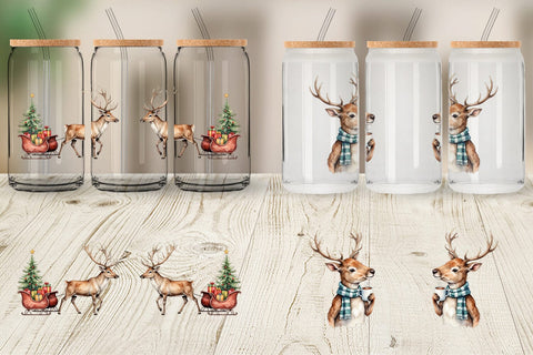 Glass Can Jolly Reindeer Sublimation artnoy 