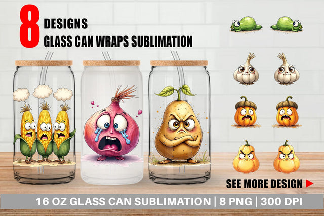 Glass Can Judgmental Vegetables Sublimation artnoy 
