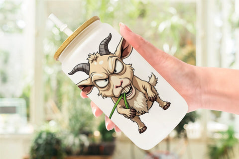 Glass Can Judgy Goat Sublimation artnoy 