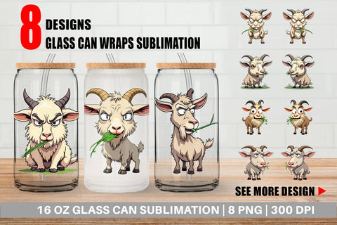 Glass Can Judgy Goat Sublimation artnoy 