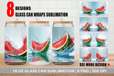 Glass Can Juicy Watermelon Sublimation artnoy 