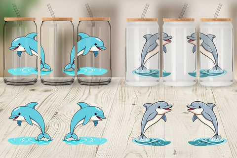 Glass Can Jumping Dolphin Sublimation artnoy 
