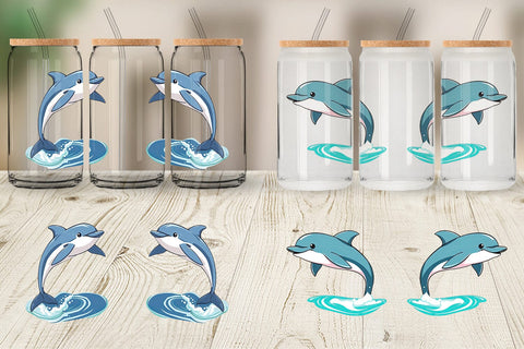 Glass Can Jumping Dolphin Sublimation artnoy 