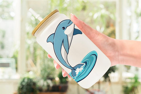 Glass Can Jumping Dolphin Sublimation artnoy 
