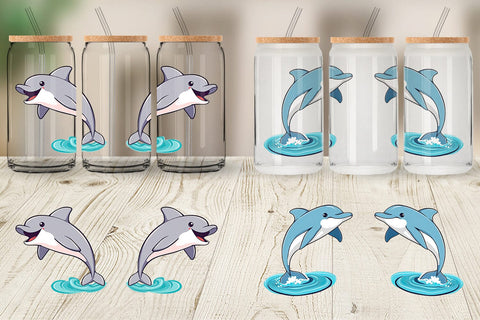 Glass Can Jumping Dolphin Sublimation artnoy 