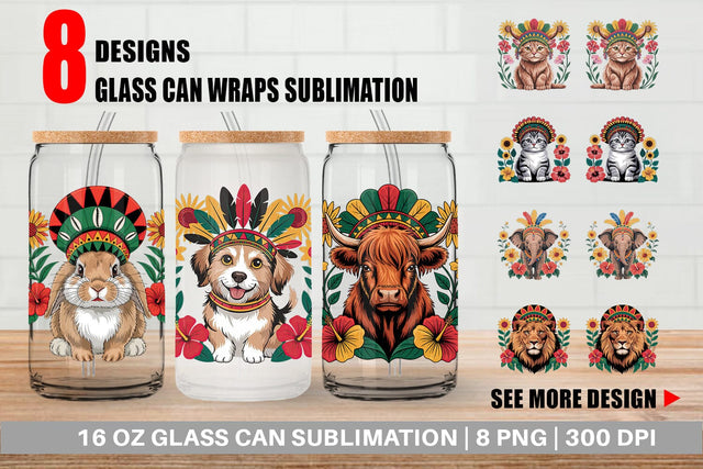 Glass Can Juneteenth Animal Sublimation artnoy 