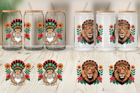Glass Can Juneteenth Animal Sublimation artnoy 