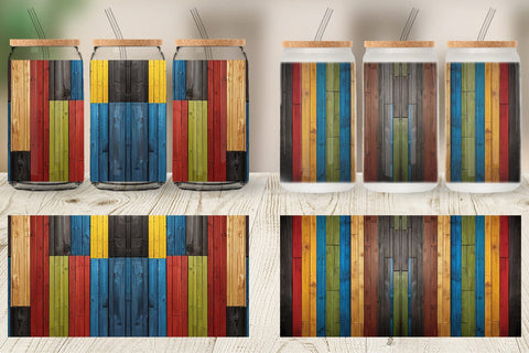 Glass Can Juneteenth Wood Texture Sublimation artnoy 