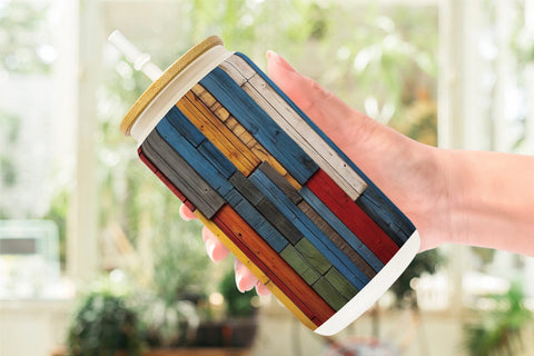 Glass Can Juneteenth Wood Texture Sublimation artnoy 