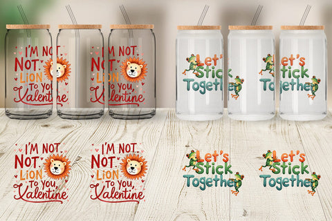 Glass Can Jungle Giggles Funny Animal Valentine Puns Sublimation artnoy 