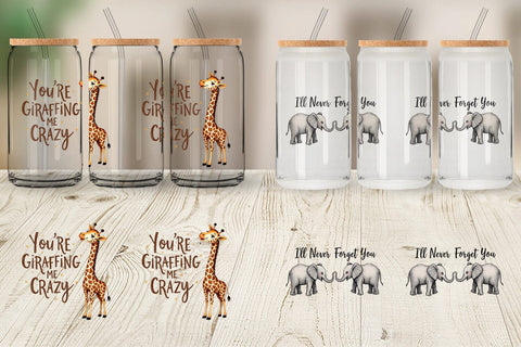 Glass Can Jungle Sweethearts Baby Animal Valentine Puns Sublimation artnoy 