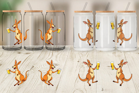 Glass Can Kangaroo Beer Day Sublimation artnoy 
