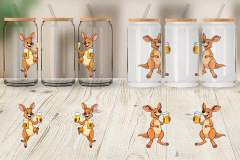 Glass Can Kangaroo Beer Day Sublimation artnoy 