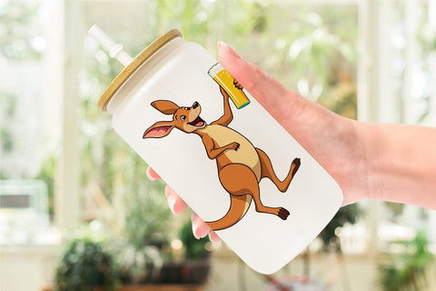 Glass Can Kangaroo Beer Day Sublimation artnoy 
