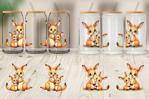 Glass Can Kangaroo Mother's Day Sublimation artnoy 