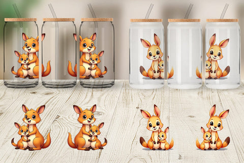 Glass Can Kangaroo Mother's Day Sublimation artnoy 