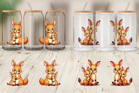 Glass Can Kangaroo Mother's Day Sublimation artnoy 