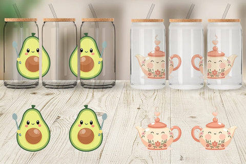 Glass Can Kawaii Food Sips Sublimation artnoy 