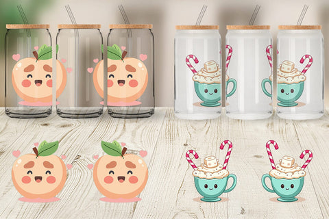 Glass Can Kawaii Food Sips Sublimation artnoy 