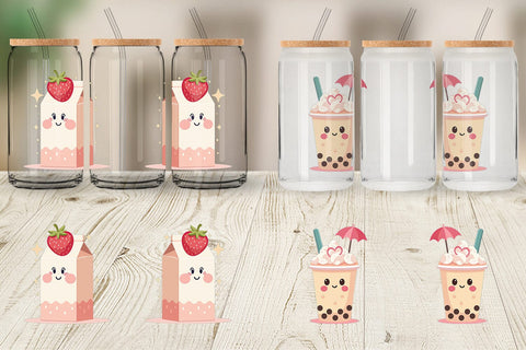 Glass Can Kawaii Food Sips Sublimation artnoy 