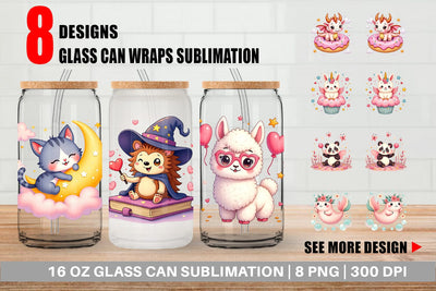 Glass Can Kawaii Magic Critters Sublimation artnoy 