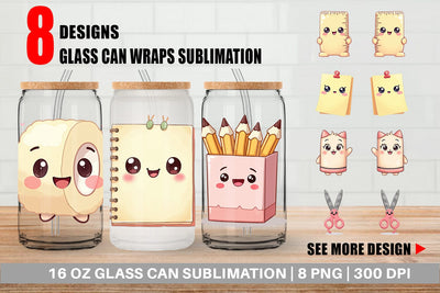 Glass Can Kawaii Stationery Sublimation artnoy 