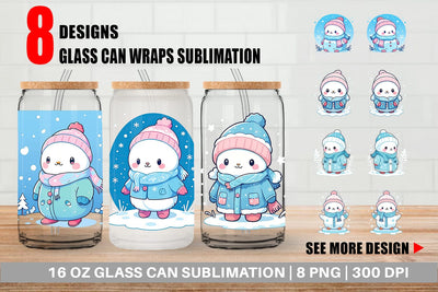 Glass Can Kawaii Winter Sublimation artnoy 
