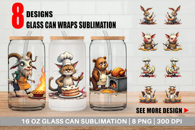 Glass Can Kitchen Chaos Critter Sublimation artnoy 