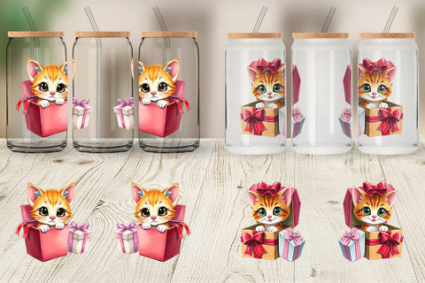 Glass Can Kitten Gift Sublimation artnoy 