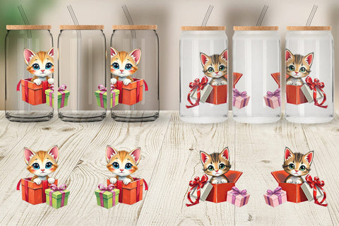 Glass Can Kitten Gift Sublimation artnoy 