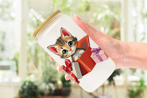 Glass Can Kitten Gift Sublimation artnoy 