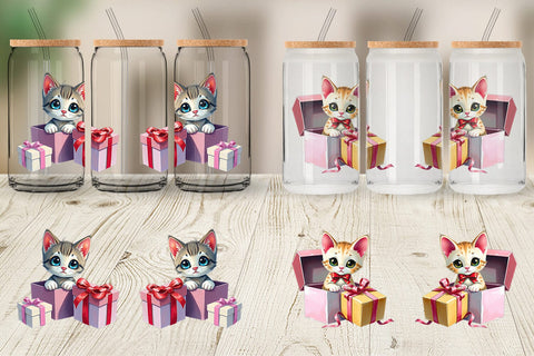 Glass Can Kitten Gift Sublimation artnoy 